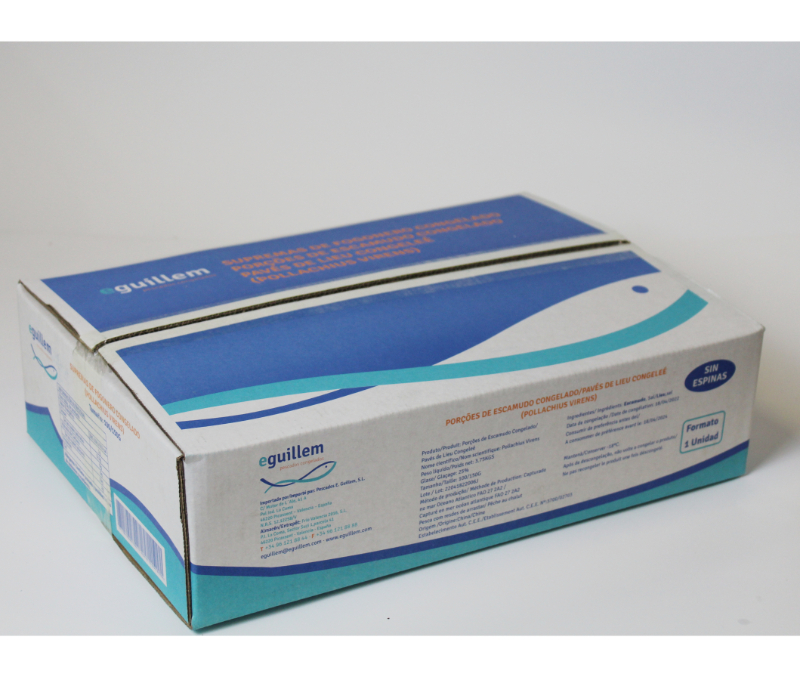 Porciones de carbonero con piel 20% 100 - 150 g (1 caja de 5 kg)