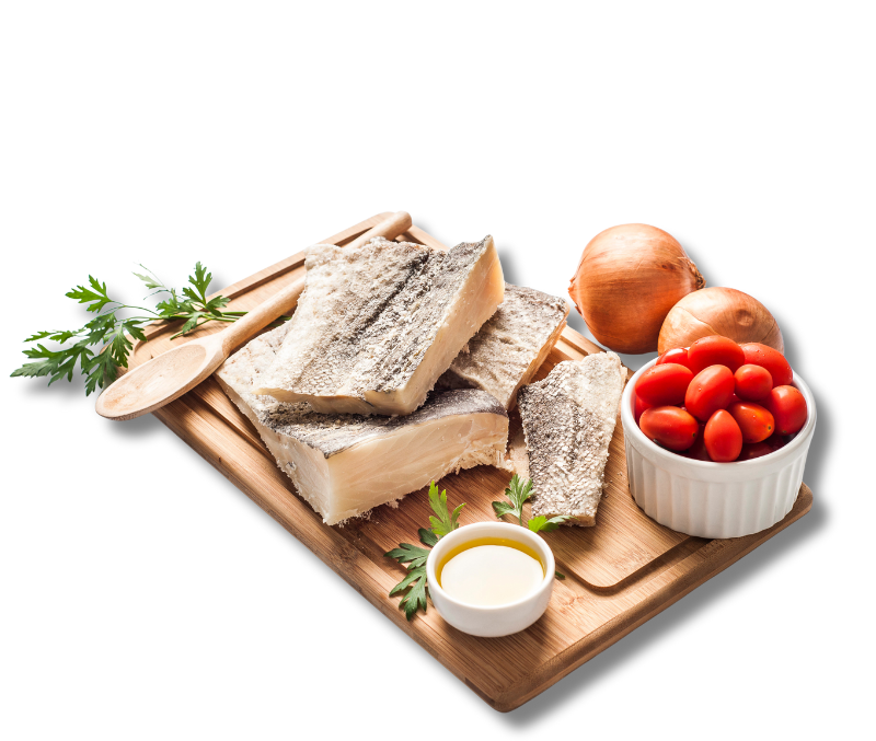 Porción de bacalao con piel 20% 100-200 g/pieza (Caja de 5 kg)