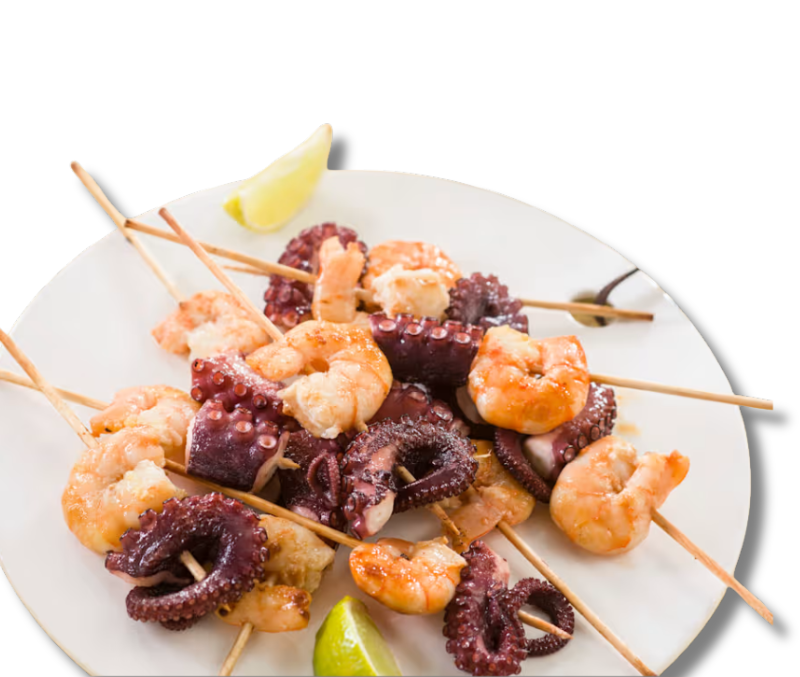 Pincho de langostino pelado y pulpo 12uds (8 bandejas de 250g)