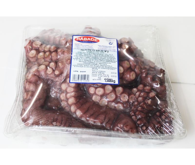 Pulpo nº2 negro con cabeza (9 bandejas de 1,5 kg aprox)