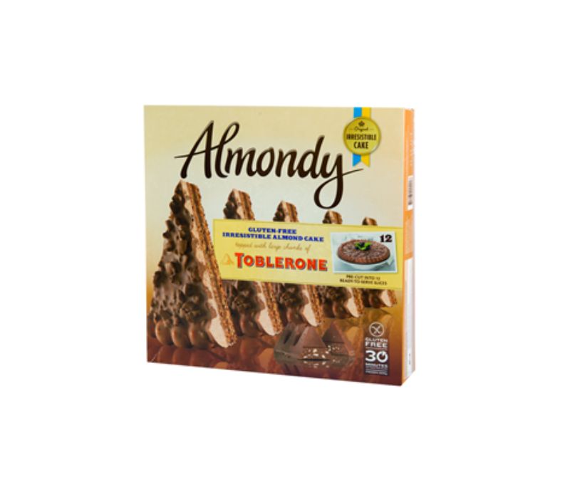 Tarta almondy toblerone sin gluten (1 caja de 6 unidades de 1 kg)