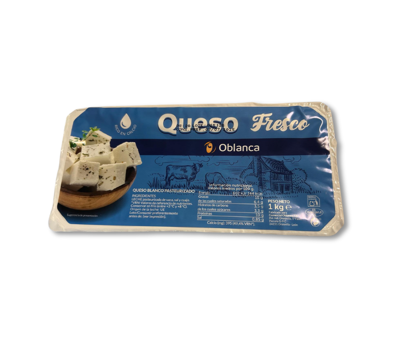 Queso fresco en barra (1 caja de 2 kg)